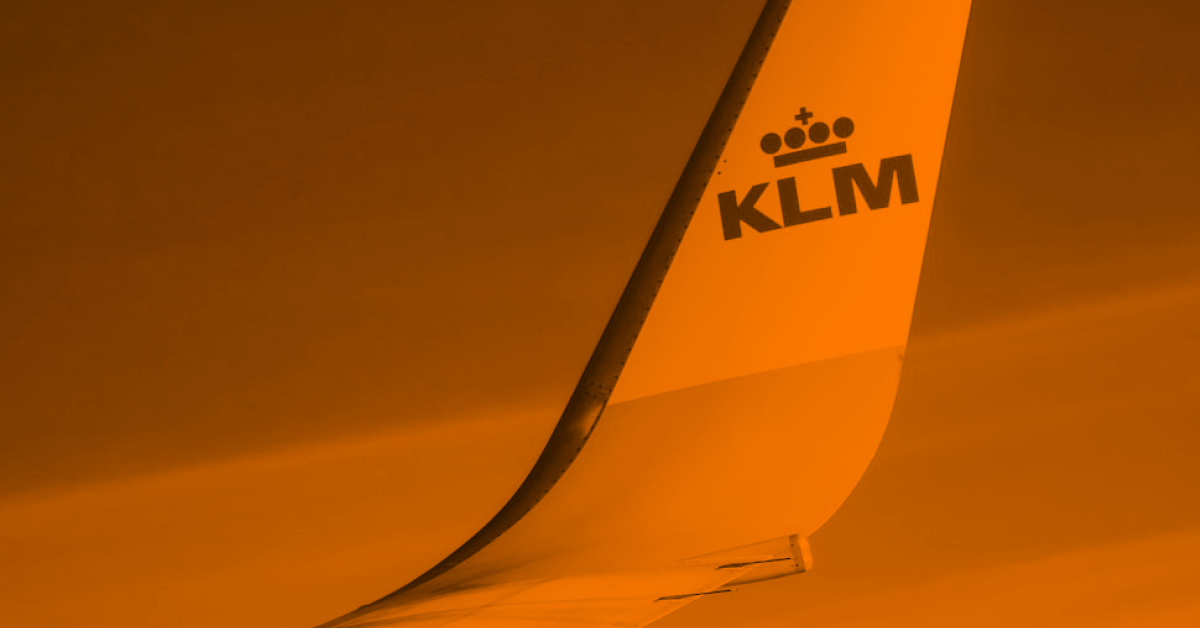 The wing of the KLM aircraft